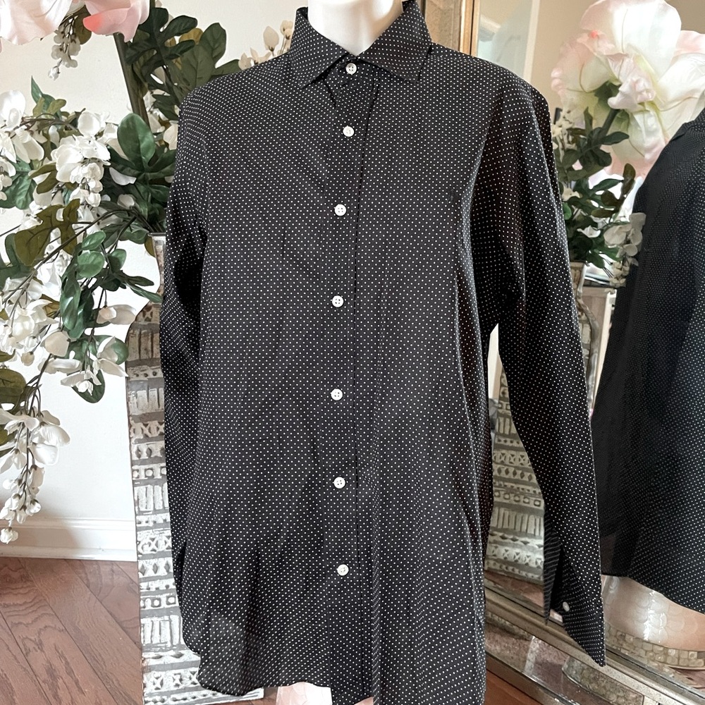 Ralph Lauren Black White Polka Dot Button Down